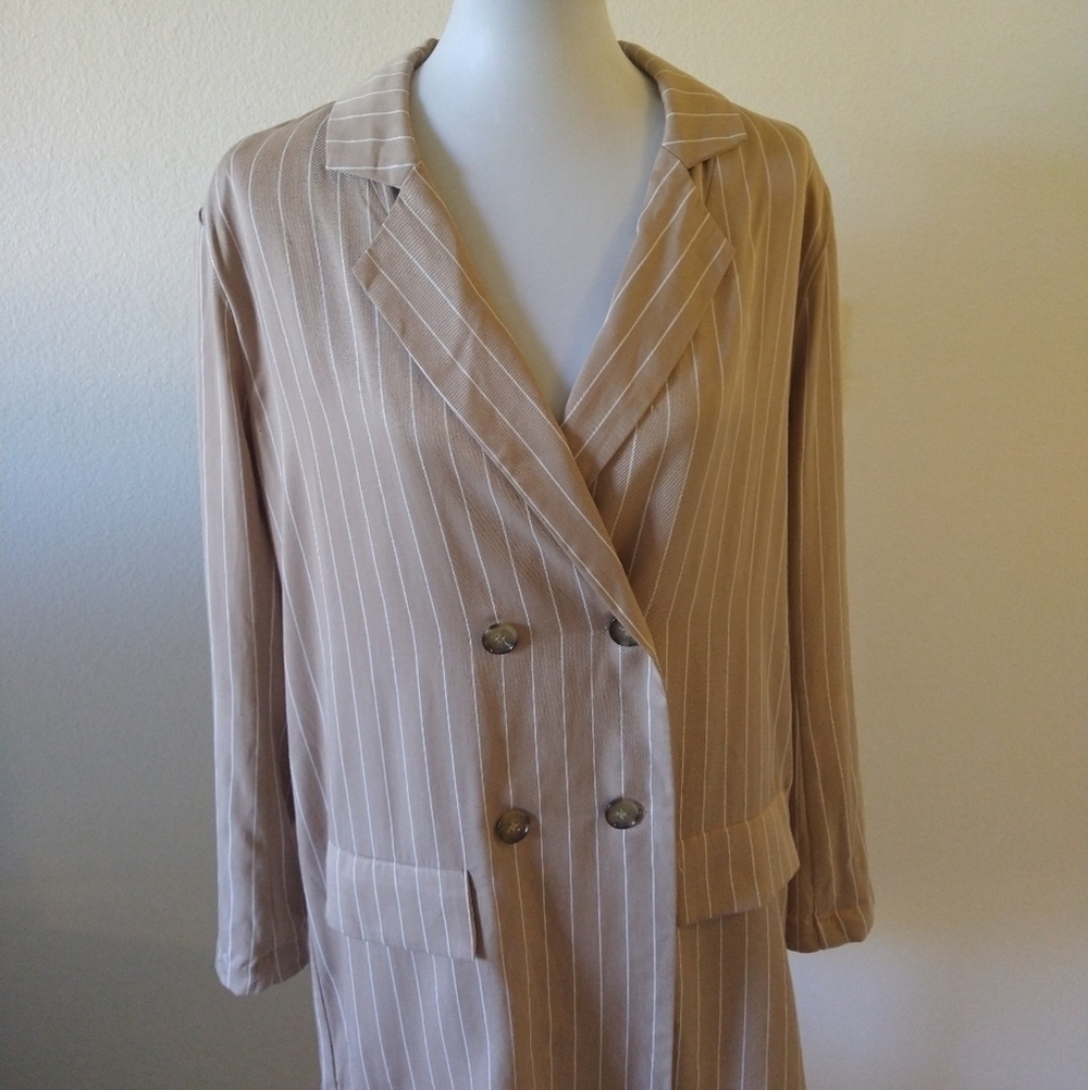 Lpa Stripe Double Breasted Blazer Dress